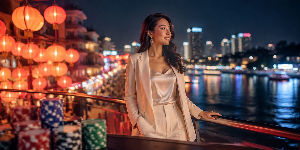 Đèn lồng trang trí tại khu vực giải trí casino ở Hà Nội về đêm