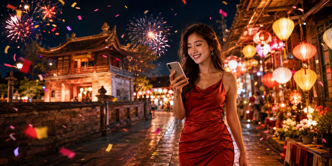 Phong bì đỏ may mắn tại chợ đêm Hà Nội – biểu tượng khuyến mãi Việt Nam